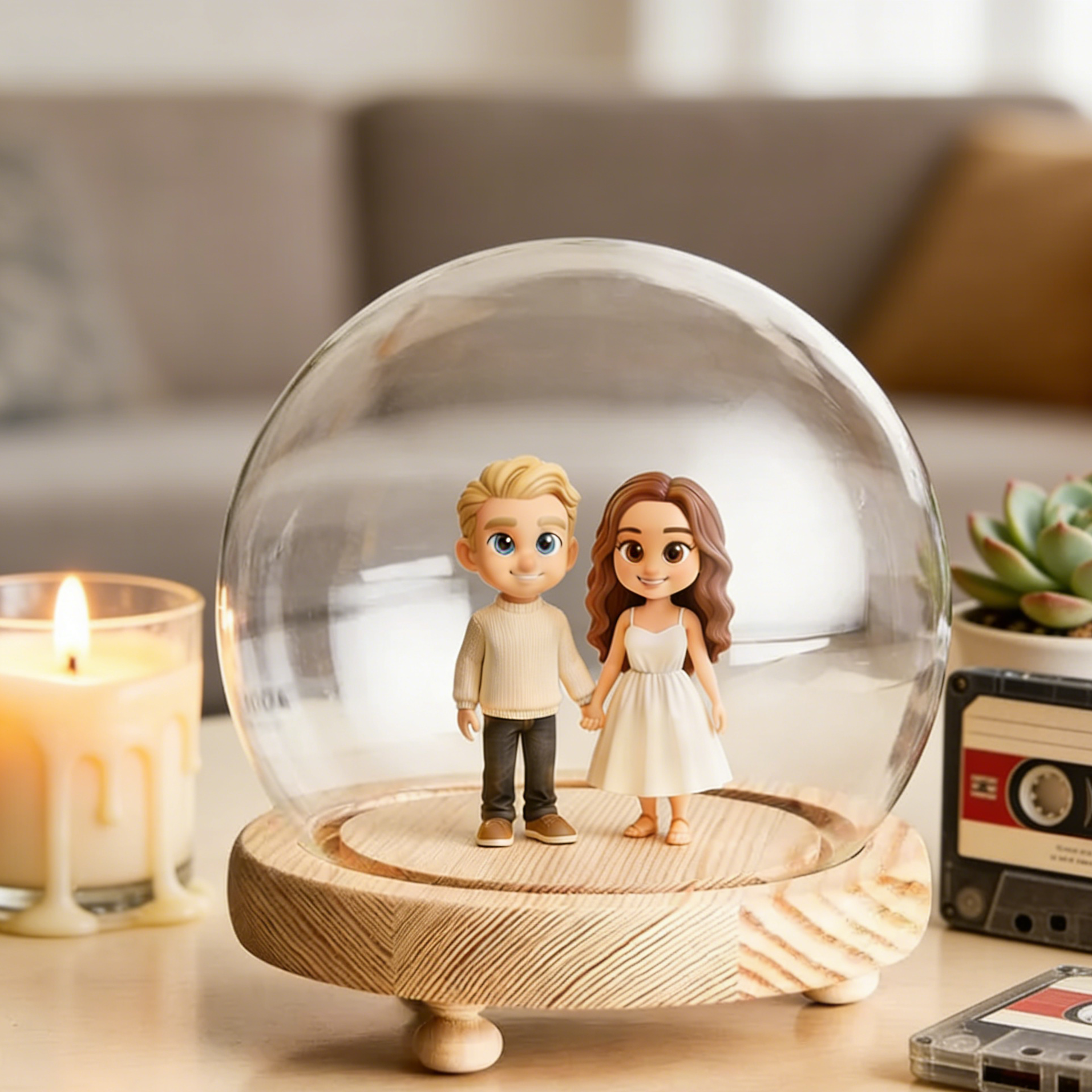 Customized 3D stereoscopic doll glass display case – Preserve Your Memory Inside a Glass Display – A Unique & Personal Gift for Boyfriend, Girlfriend, Anniversaries