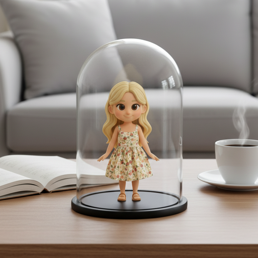 Custom 3D Portrait in Glass Display Case- Personalized Romantic Gift for Anniversary, Him, Her | Chronofig