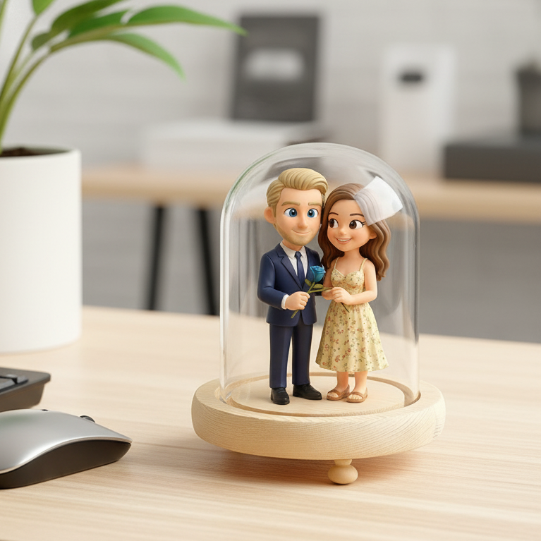 Customized 3D stereoscopic doll glass display case – Preserve Your Memory Inside a Glass Display – A Unique & Personal Gift for Boyfriend, Girlfriend, Anniversaries