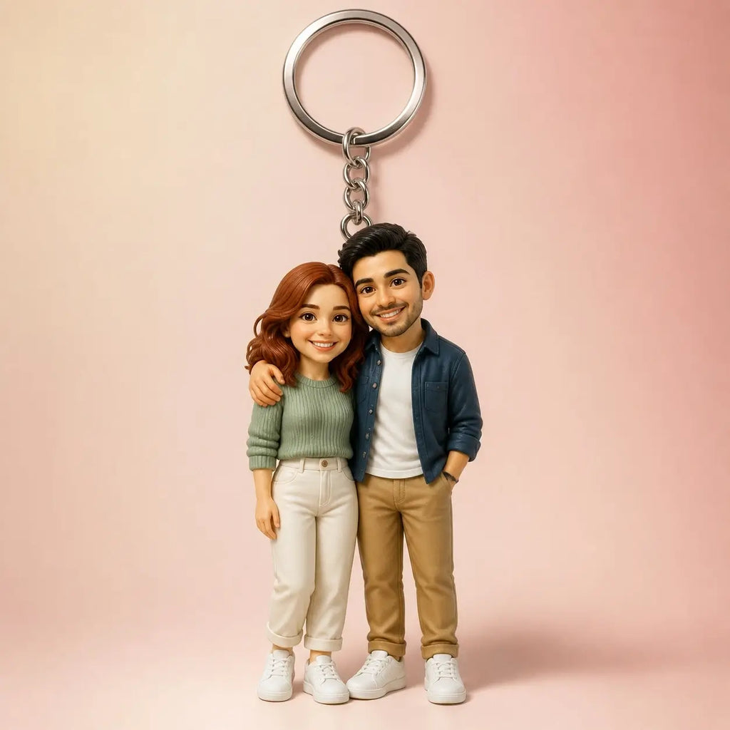 Personalized ChronoFig couple keychain figurine