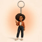 Personalized ChronoFig keychain figurine of a single female character
