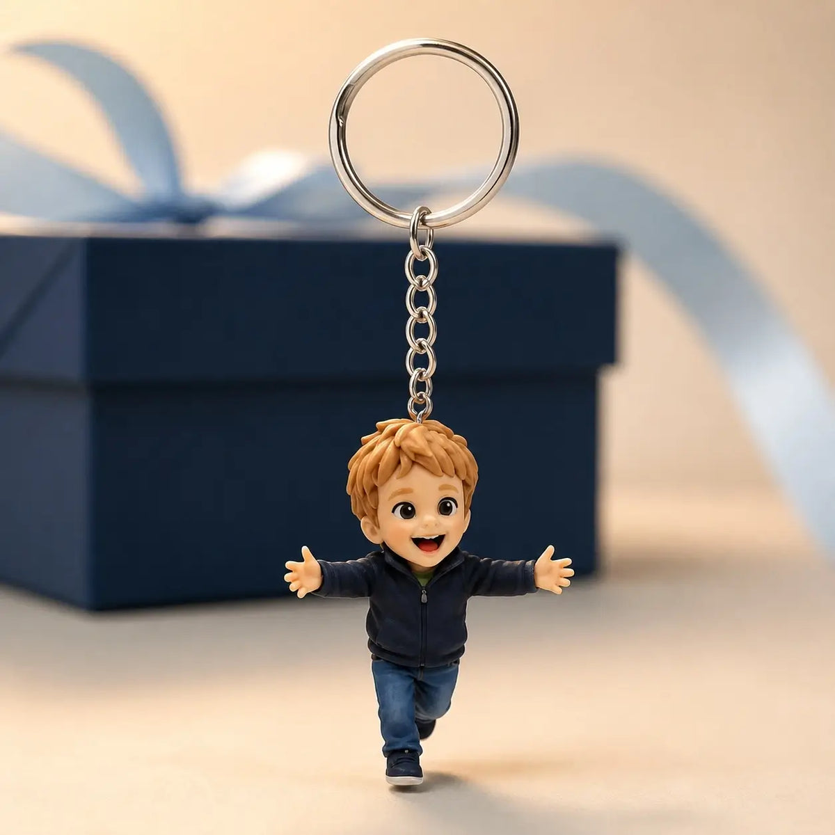 Personalized ChronoFig keychain figurine of a single male character
