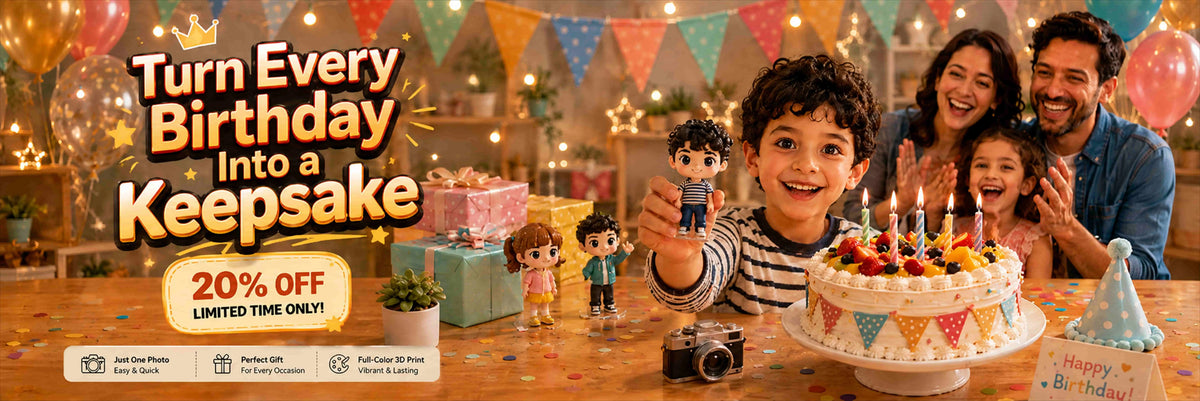 Family birthday celebration with personalized 3D figurine gift inspiration.
